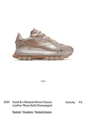 Reebok Women's Metallic Rose Gold Trainer with Tan Sole